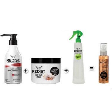 KIT Anti-Cădere Păr Redist – Șampon + Mască + Balsam Bifazic + CADOU Ser cu Keratină și Argan 🎁
