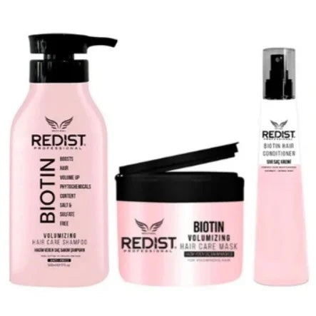 KIT PROMO: 3 REDIST PENTRU VOLUM CU BIOTINA (Sampon 500 ML, Masca 250 ML,Balsam bifazic 225 ml)