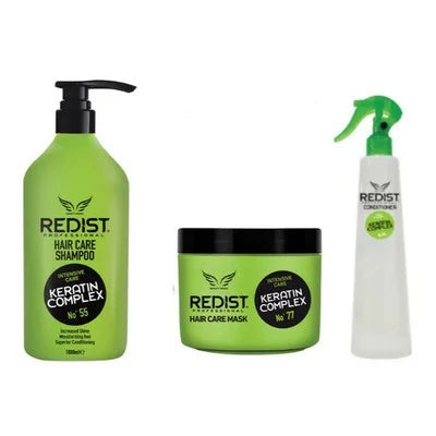 KIT Restructurant cu Keratină REDIST (Șampon 1L, Mască 500 ml, Balsam Bifazic 400 ml)